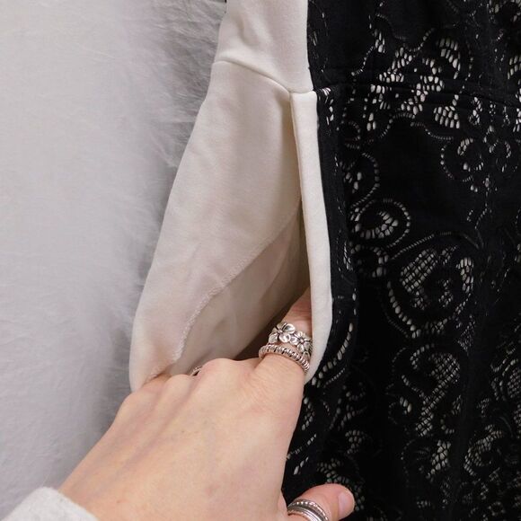 Nanette Lepore NYC Sz 6 B&W Lace Mini Dress W/ Pockets NEW - Picture 6 of 7